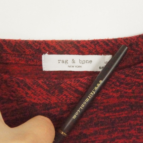Rag & Bone Red Black Speckle Long Sleeve Pullover Sweater Top - Picture 4 of 4